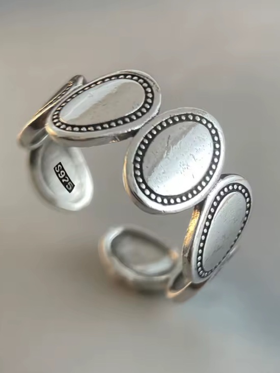 Jewelry - 925 Sterling Silver Oval Vintage Boho Open Ring - Silver